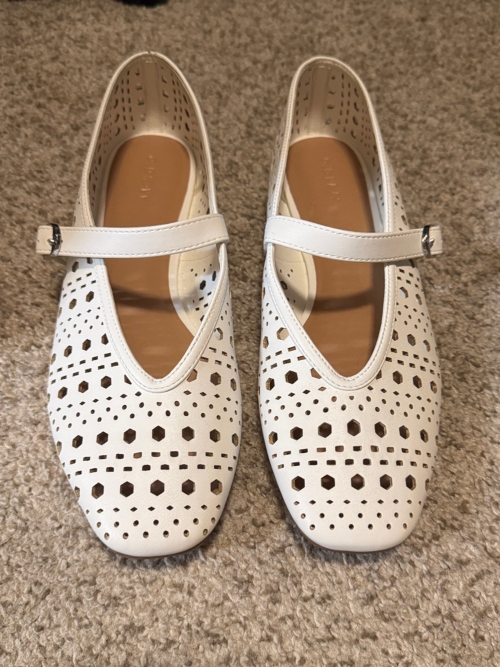 Old Navy White Perforated Mary Jane Flats with Strap